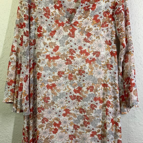 NATURAL LIFE Dress Maxi Boho V-Neck Flutter Sleeve Tiered Skirt Removable Slip - Picture 5 of 14